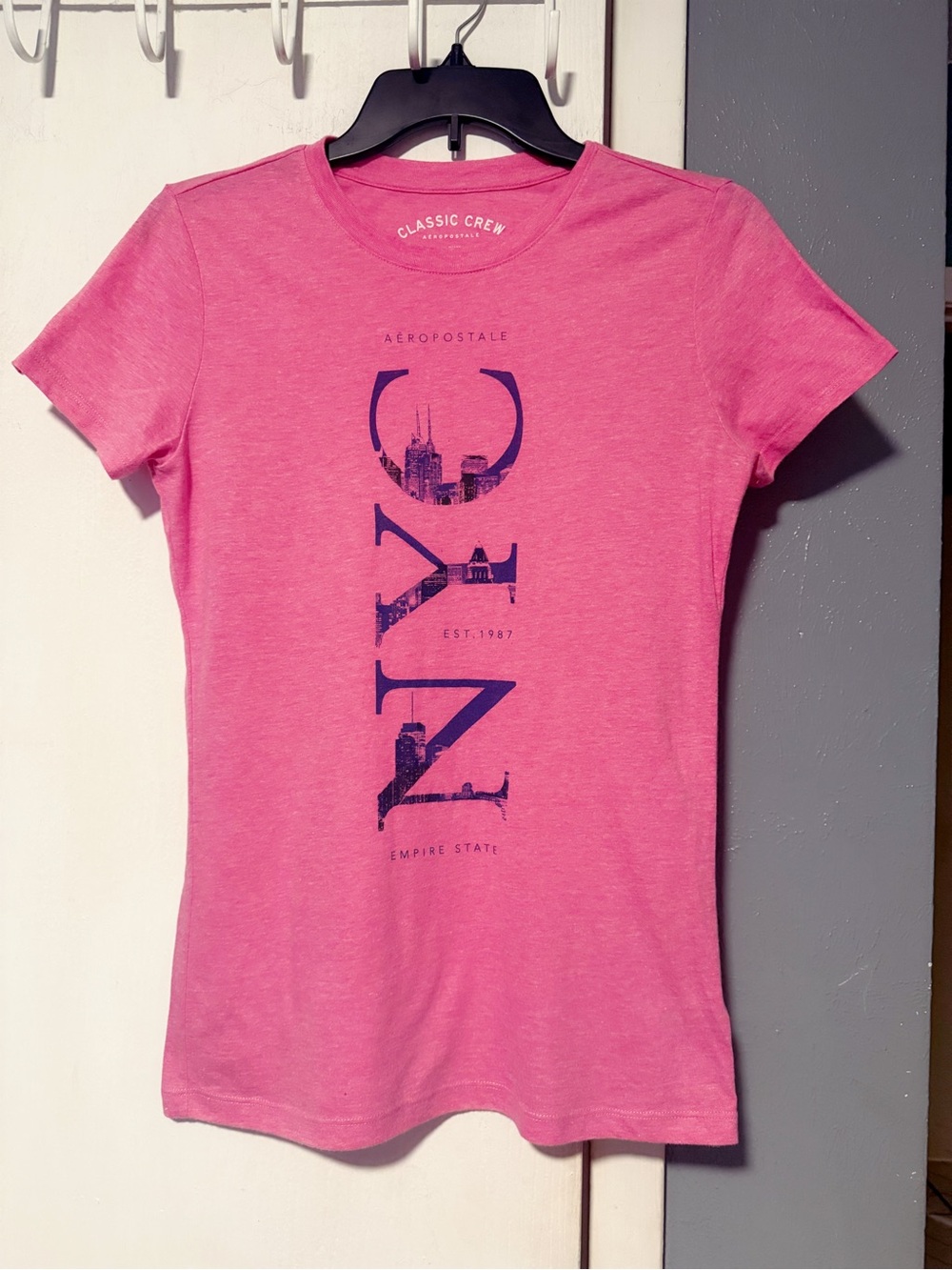Aeropostale Pink NYC Vertical Graphic Tee
